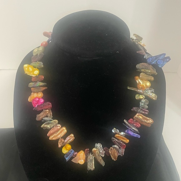 Multicolor Handmade Biwa Pearl Necklace - Picture 1 of 2